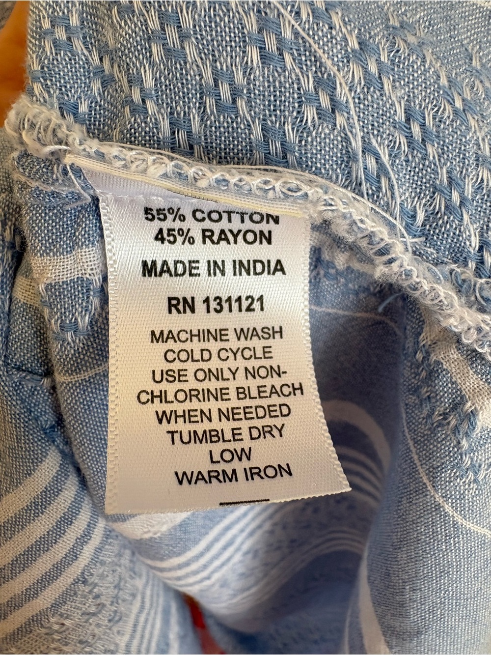 Light Blue Striped Textured Button-Up Shirt Coastal Grandma Size Large - Picture 4 of 7